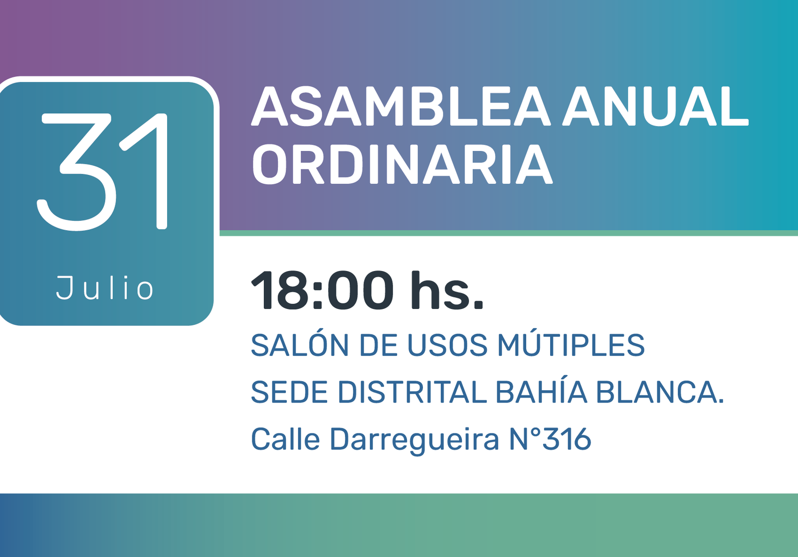 Convocatoria Asamblea Anual Ordinaria